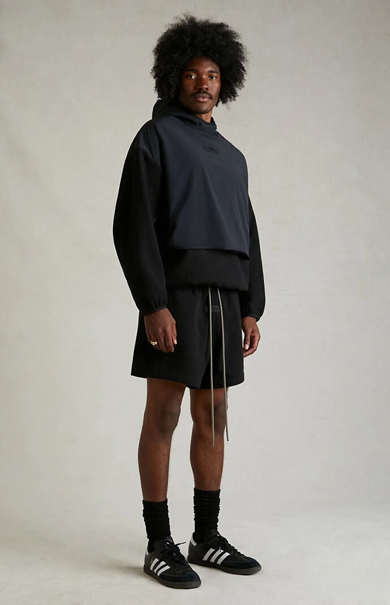 Fear of God ESSENTIALS Black Nylon Fleece Hooded Sweatshirt