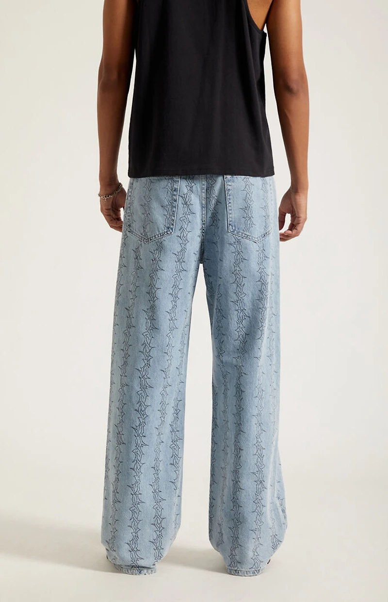 Pacsun Blake Extreme Baggy Jeans Graphic Light Blue