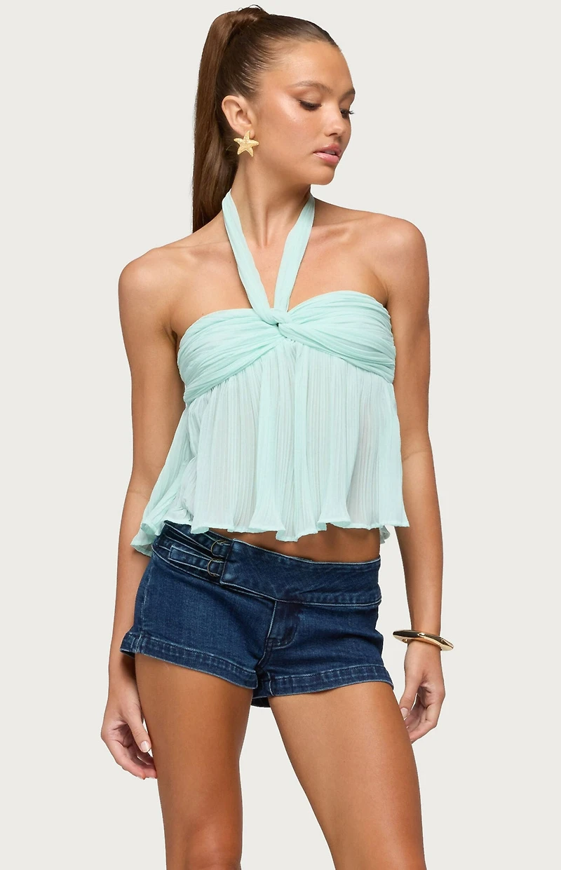 Edikted Pleated Babydoll Halter Top