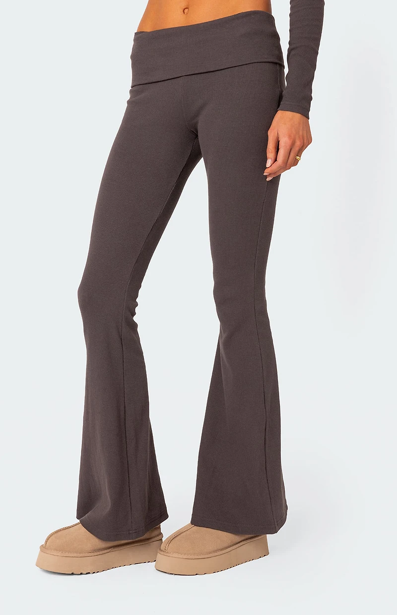 Edikted Coffee Break Ribbed Flare Leggings