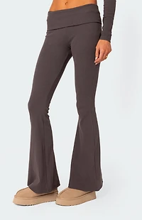 Edikted Coffee Break Ribbed Flare Leggings