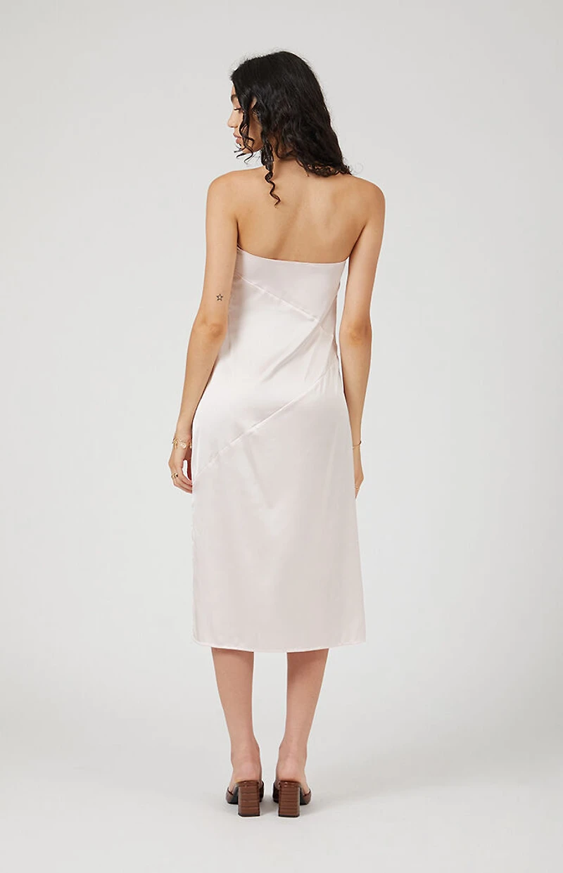 Beverly and Beck Strapless Satin Midi Dress