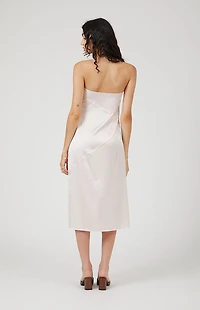 Beverly and Beck Strapless Satin Midi Dress