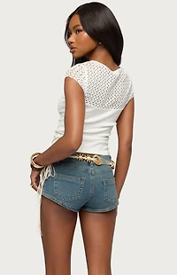 Edikted Camile Lacey Ribbed Top