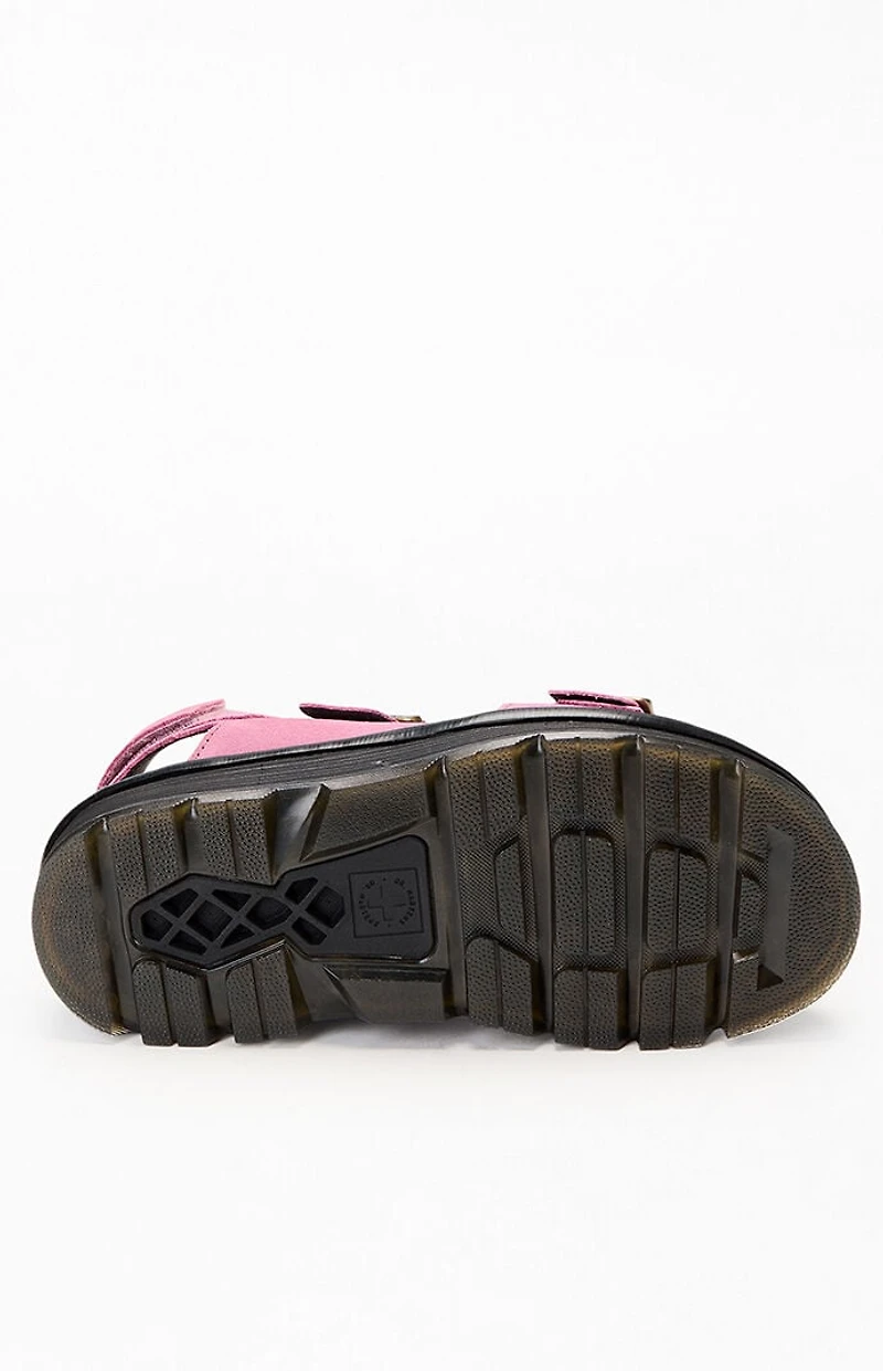 Dr Martens Women's Pink Zebzag Suede Platform Sandals