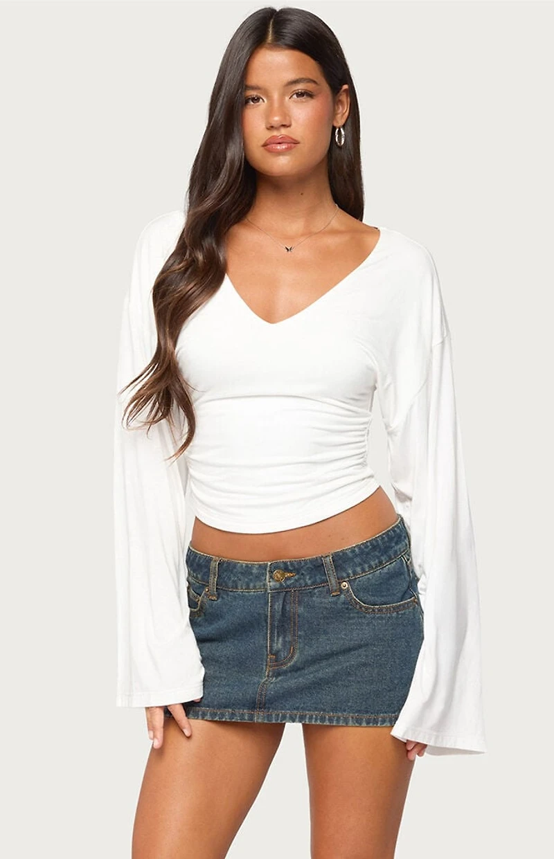 Edikted Bebe Ruched Long Sleeve Top