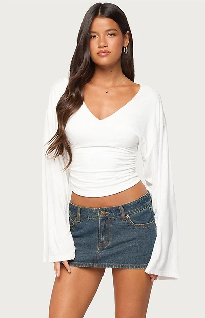 Edikted Bebe Ruched Long Sleeve Top
