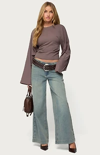 Edikted Saffie No Waistaband Low Rise Baggy Jeans