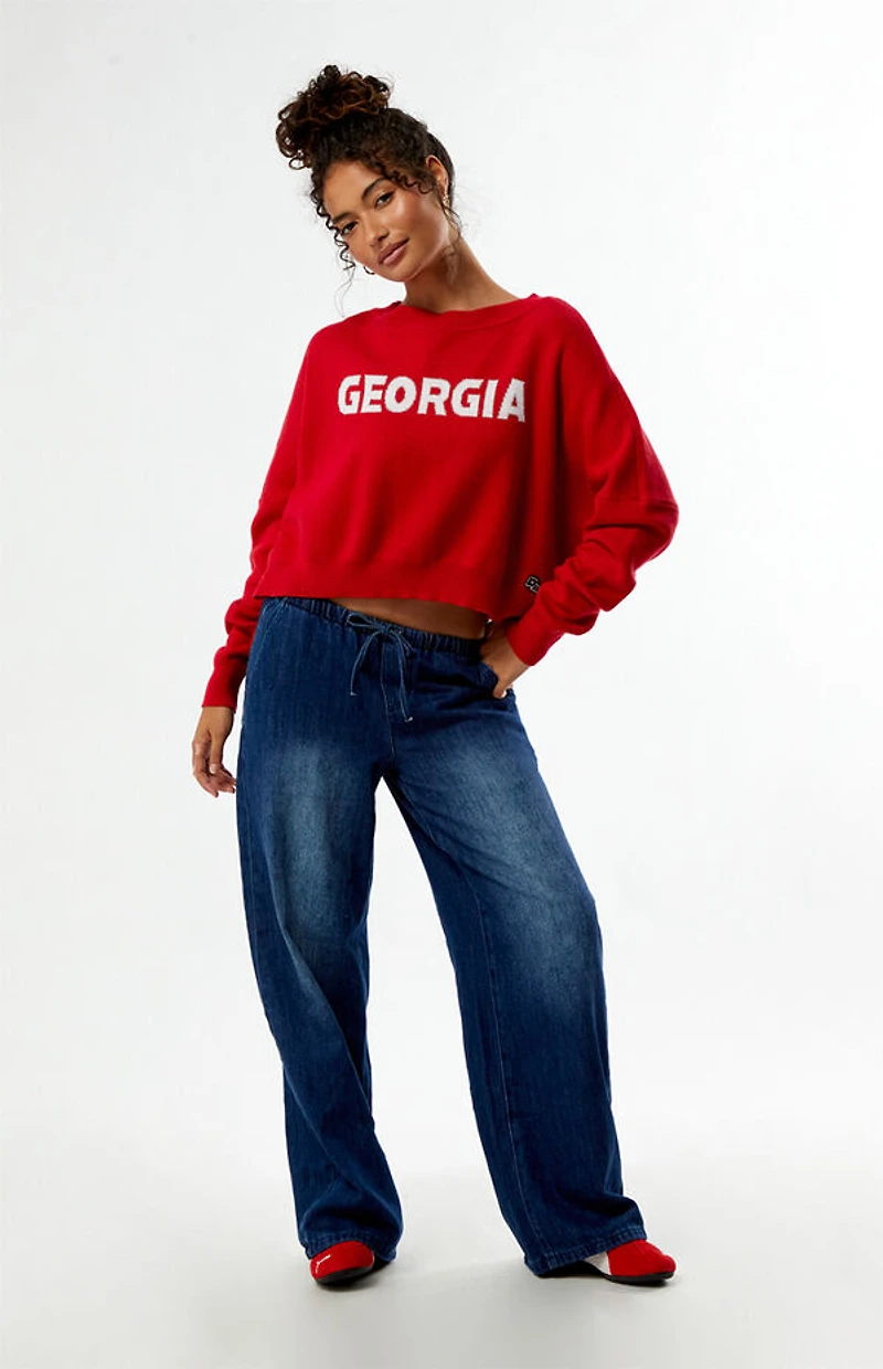 HYPE & VICE Georgia Bulldogs Ivy Knit Cropped Sweater
