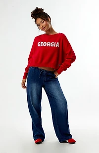 HYPE & VICE Georgia Bulldogs Ivy Knit Cropped Sweater