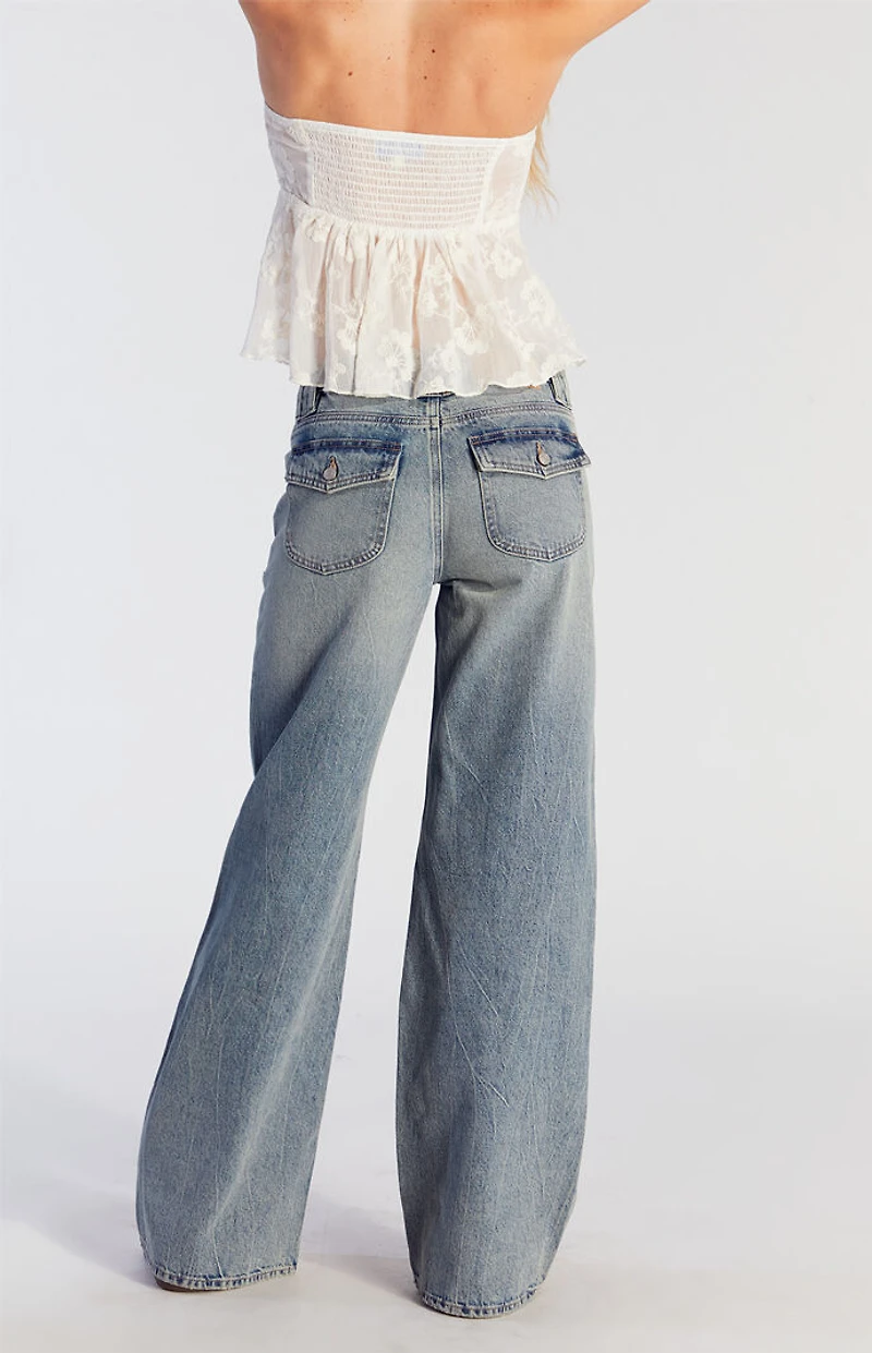 Pacsun Lena Low Rise Super Baggy Jeans Light Indigo Tinted