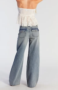 Pacsun Lena Low Rise Super Baggy Jeans Light Indigo Tinted