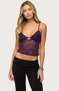Edikted Sheer Lace Cutout Tank Top