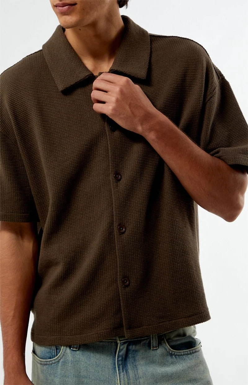 Pacsun Stone Solid Textured Oversized Camp Shirt