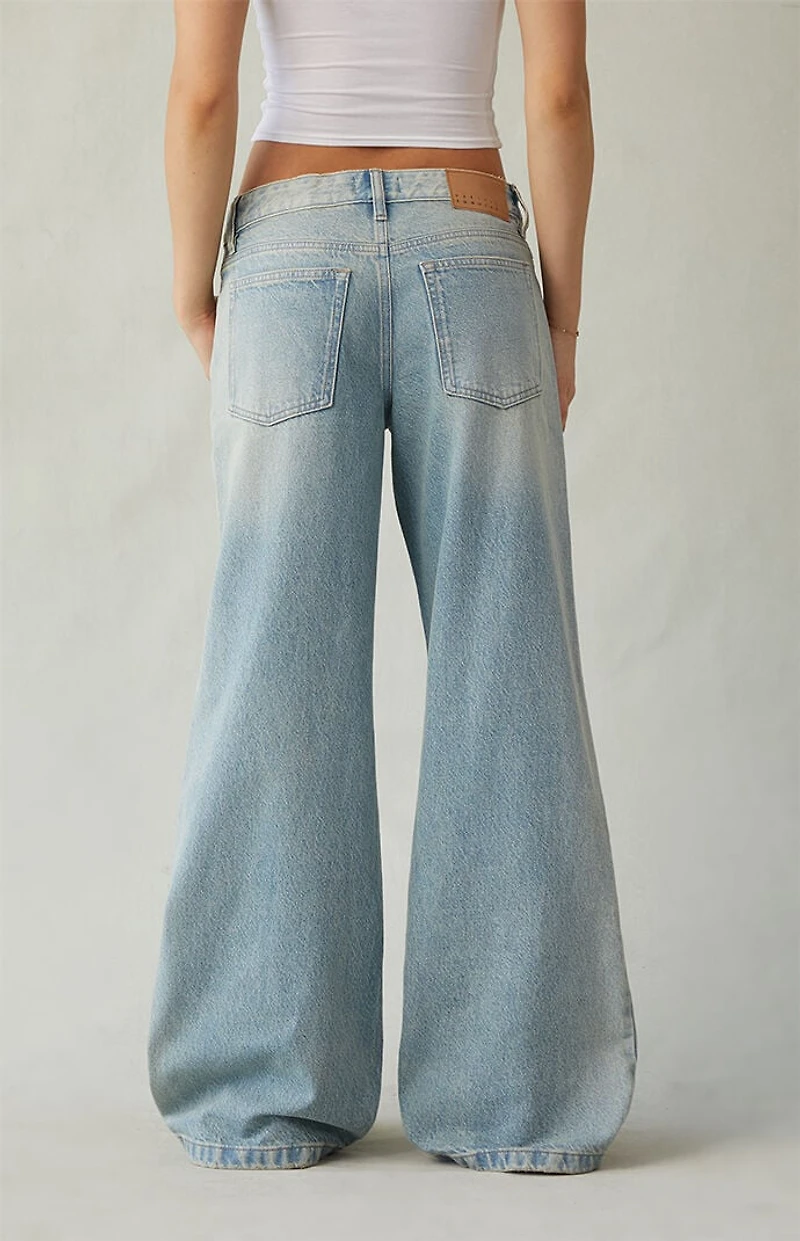 Pacsun Casey Low Rise Baggy Jeans Ripped Light Blue