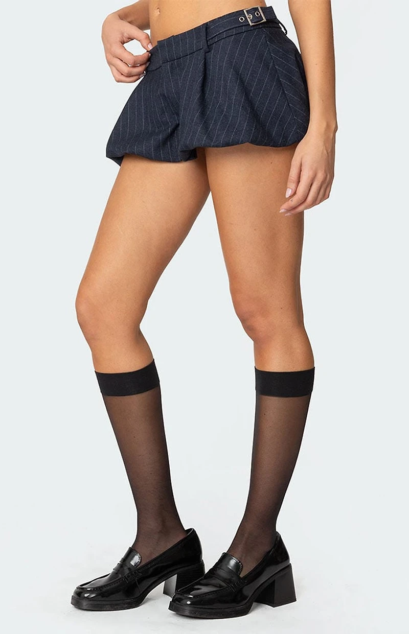 Edikted Buckled Pinstripe Bubble Mini Skort