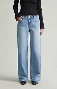 Pacsun Casey Low Rise Baggy Jeans Double Button Medium Indigo