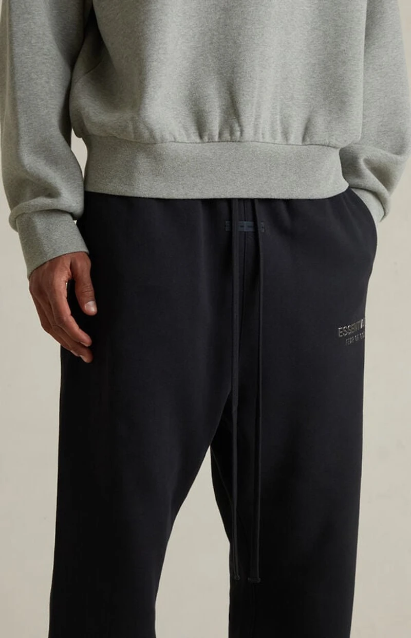 Fear of God ESSENTIALS Jet Black Fleece Relaxed Sweatpants