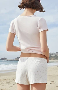 John Galt White & Pink Emery Pointelle Shorts