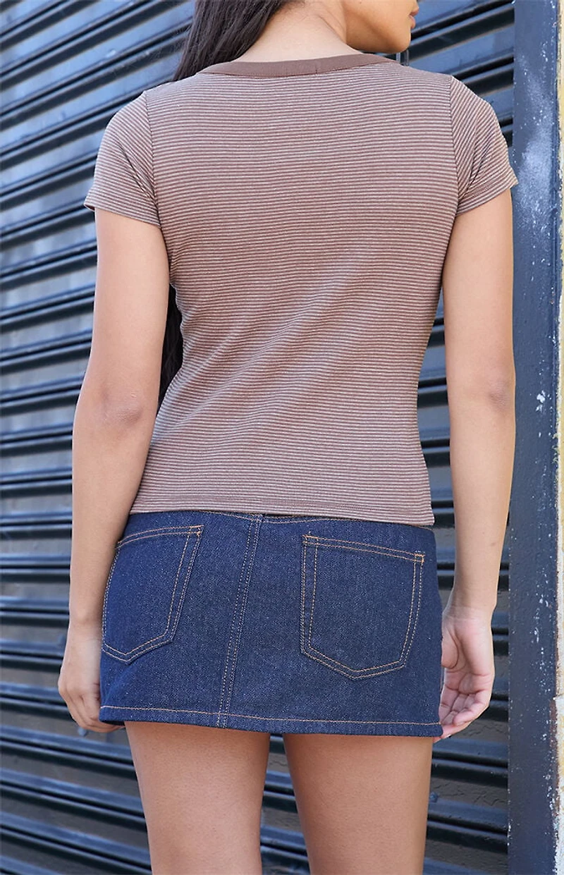 John Galt Brown Striped Hailie Short Sleeve Top