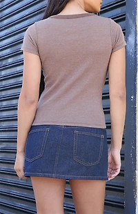 John Galt Brown Striped Hailie Short Sleeve Top