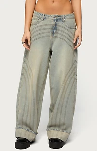 Edikted Cuffed Low Rise Baggy Jeans