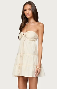 Edikted Safie Strapless Tiered Mini Dress