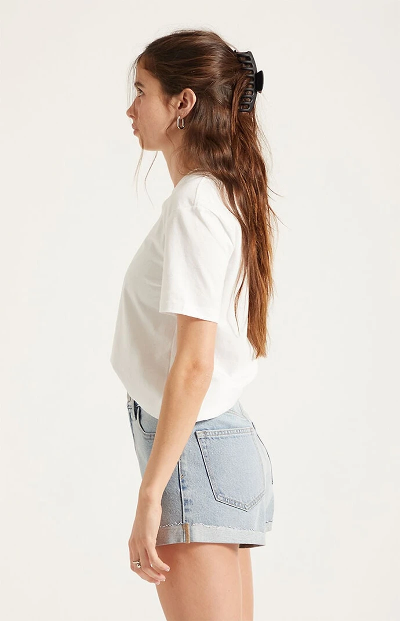 Pacsun Ivy High Waisted Denim Festival Shorts Roll Cuff Light Blue