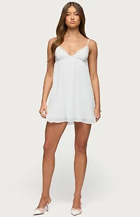 Edikted Lacey Pleated Chiffon Mini Dress