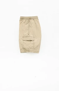 Pacsun Green Baggy Cargo Crinkle 8" Swim Trunks