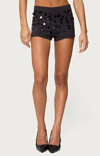 Edikted Cierra Sequin Knit Micro Shorts