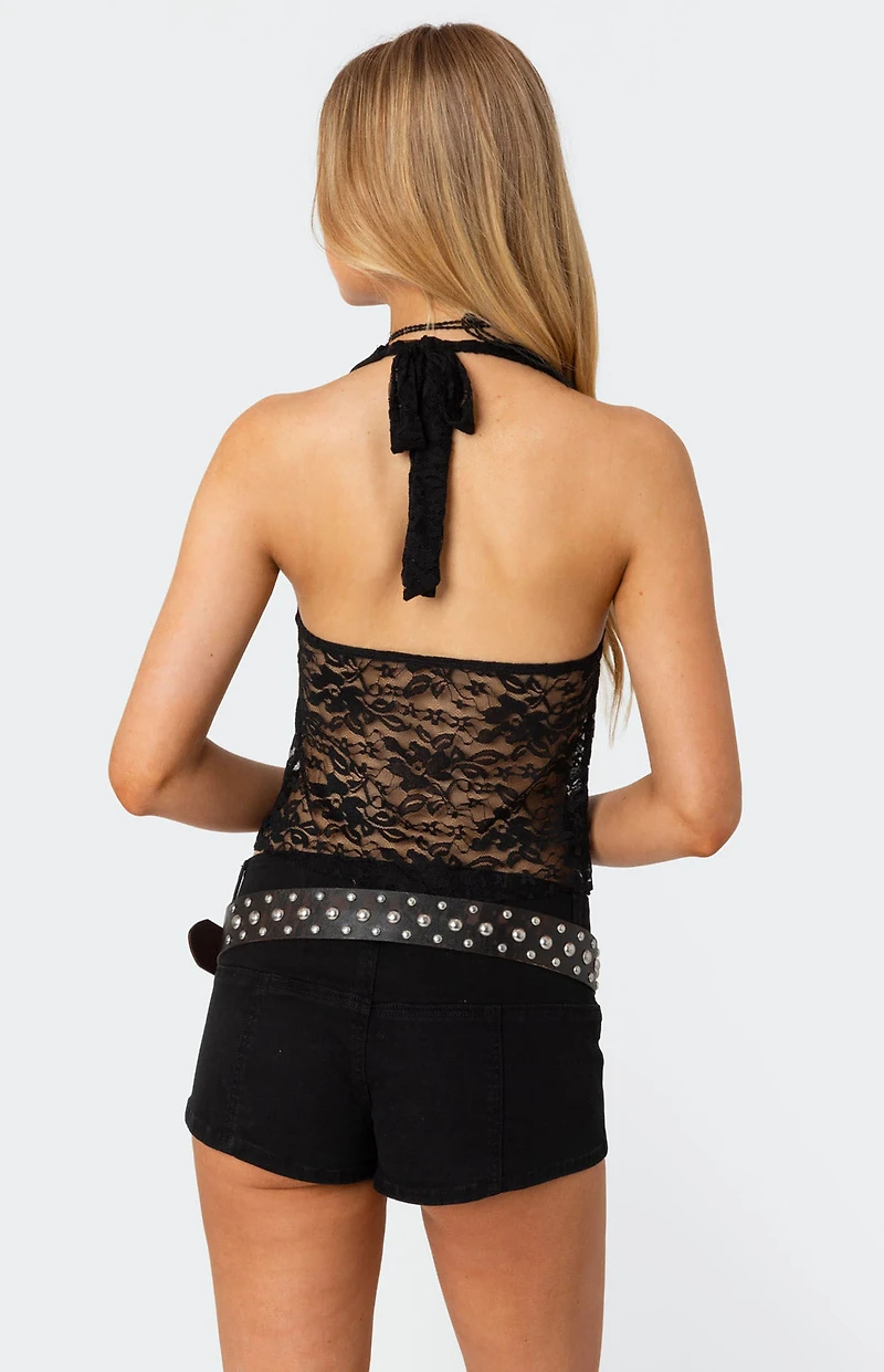 Edikted Tia Sheer Lace Halter Top