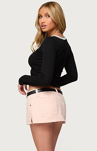 Edikted Contrast Lacey Long Sleeve Top