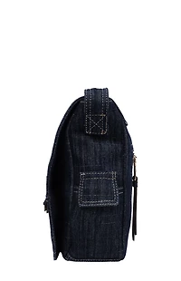 True Religion Dark Denim Multi Patch Messenger Bag