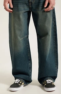 Pacsun Mason Baggy Barrel Jeans Dart Dark Blue Tint