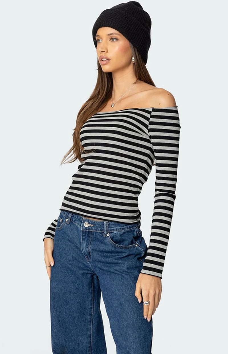 Edikted Nelligan Striped Off Shoulder Top