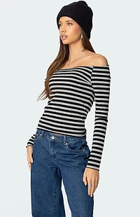 Edikted Nelligan Striped Off Shoulder Top