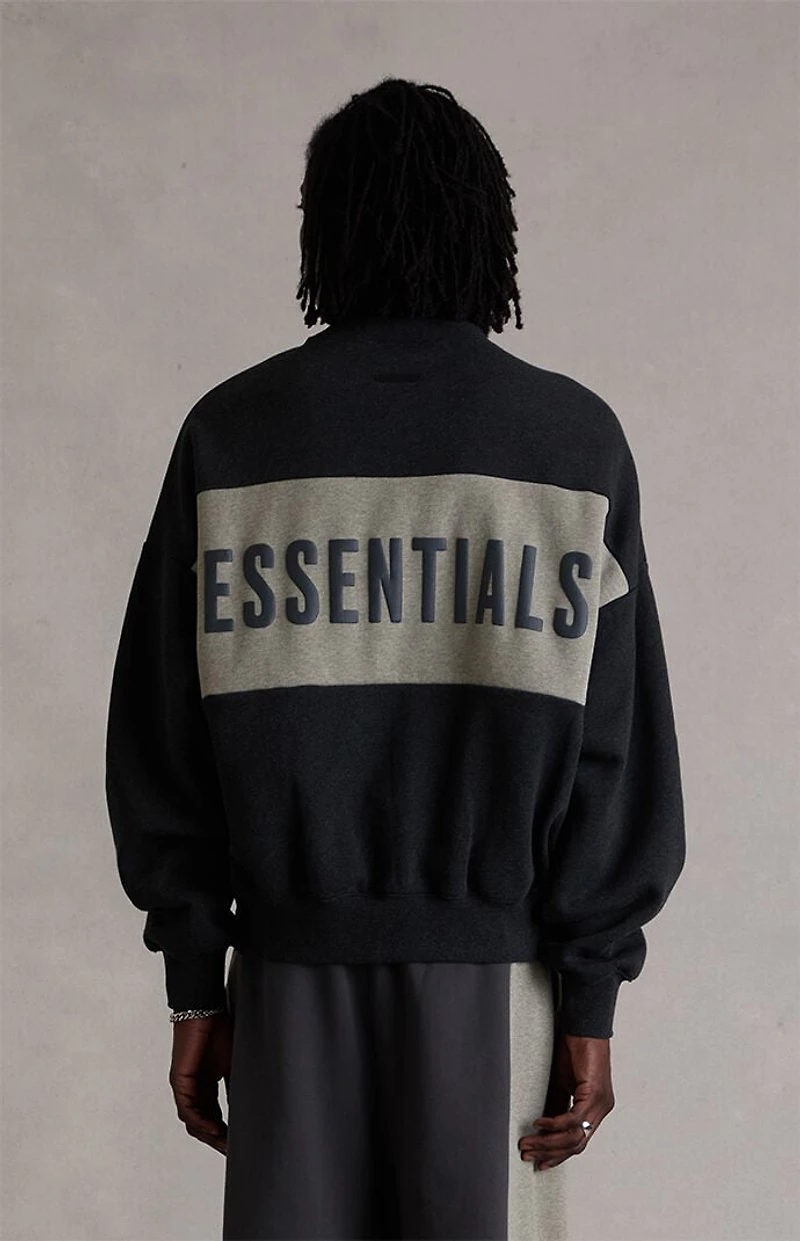 Fear of God ESSENTIALS Iron Grey Heather Paneled Cropped Relaxed Sweatshirt