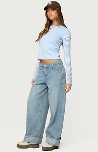 Edikted Stripey Layered Long Sleeve T-Shirt