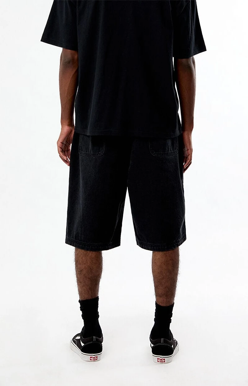 Civil Cyber Core Regime Washed Black Baggy Denim Shorts