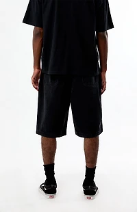 Civil Cyber Core Regime Washed Black Baggy Denim Shorts
