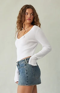 Pacsun Bella Dark Indigo Mid Rise Denim Mini Skirt