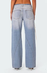 Edikted Low Rise Bow Ribbon Lace Up Jeans