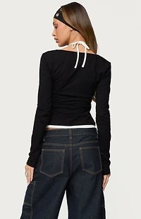 Edikted Ksenia Contrast Layered Square Neck Top