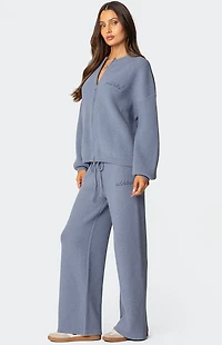 Edikted Kris Ribbed Knit Zip Up Sweater