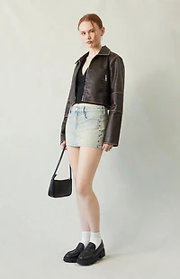 Pacsun Lara Light Indigo Tinted Low Rise Denim Mini Skirt