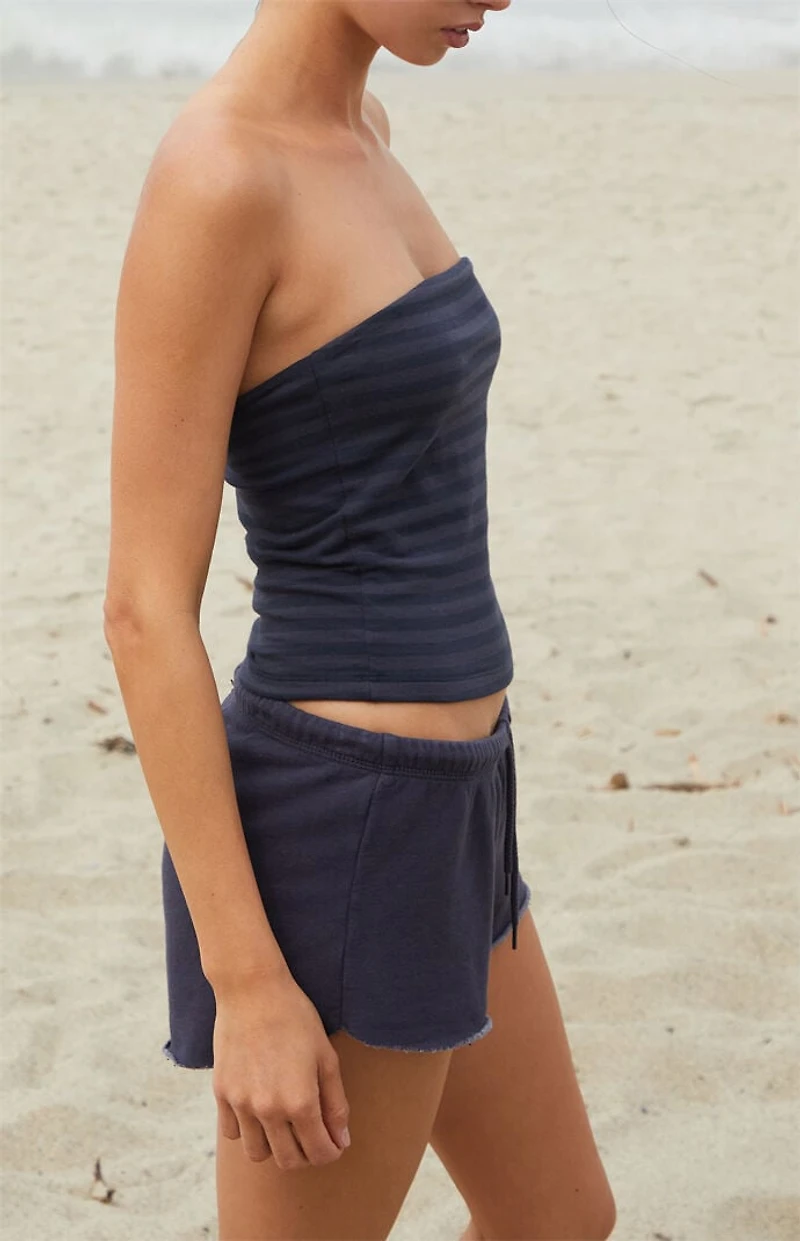 John Galt Black & Navy Striped Amelia Cropped Tube Top