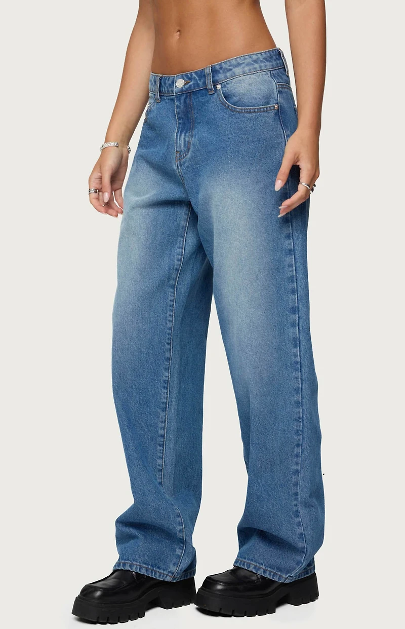 Edikted Rorie Mid Rise Straight Leg Jeans