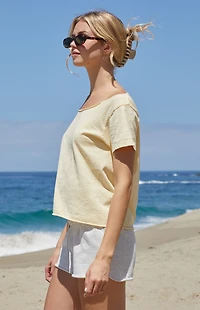 John Galt Yellow Robyn Off-The-Shoulder Short Sleeve Top