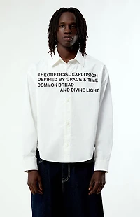 Pacsun White Common Space Solid Long Sleeve Oxford Shirt